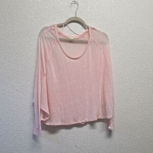 We The Free Long Sleeve Pink Linen Blend Top Size M